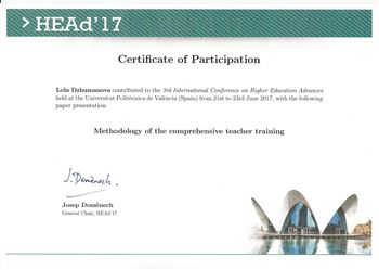 Сертификат о выступлении Л. Джумановой в Международной конференции достижений высшего образования