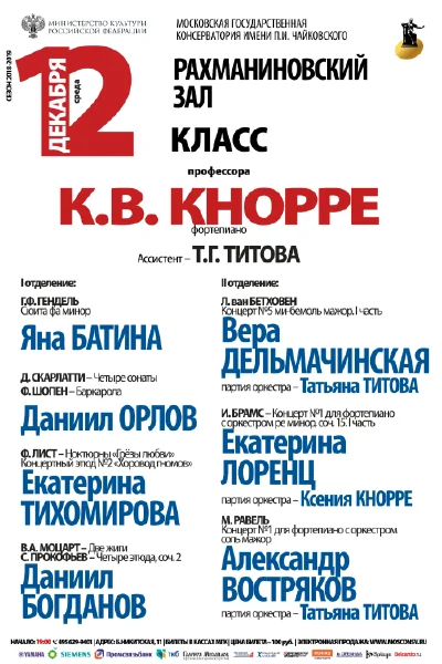Класс профессора К. В. Кнорре (фортепиано)