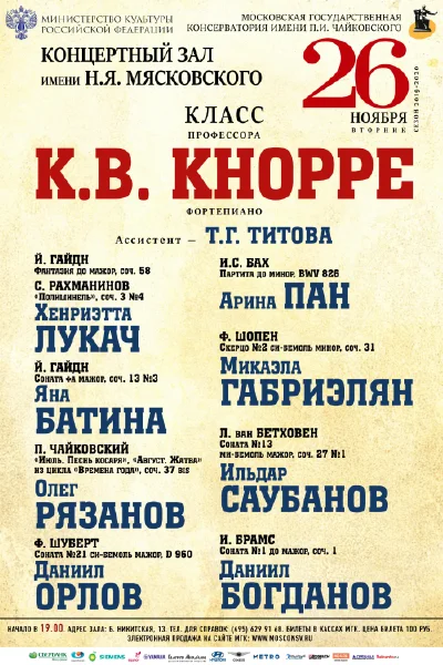 Класс профессора К.В. Кнорре (фортепиано)