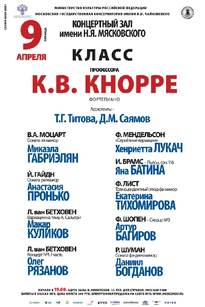 Класс профессора К.В. Кнорре (фортепиано)