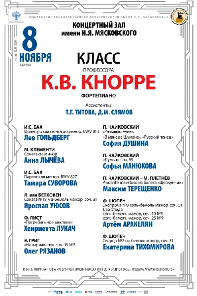 Класс профессора К.В. Кнорре (фортепиано)