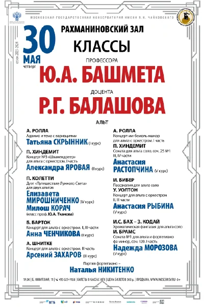 Классы профессора Ю.А. Башмета и доцента Р.Г. Балашова (альт)