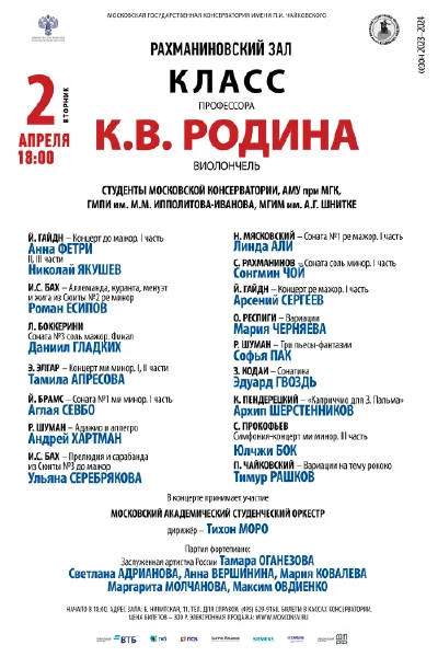 Класс профессора К.В. Родина (виолончель)