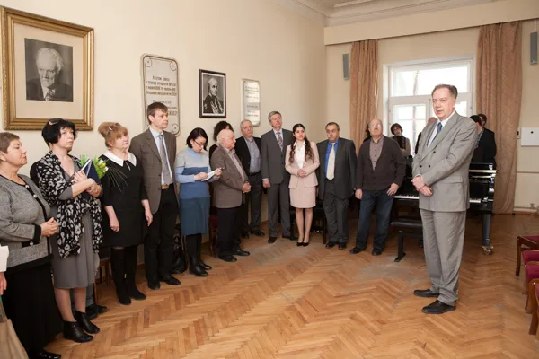 С приветственным словом к собравшимся выступил ректор Московской консерватории, профессор Александр Сергеевич Соколов.