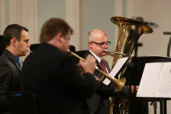 Выступает «The Fortress Brass Quintet». В центре Майкл Данн (туба).