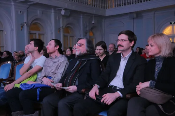 Презентация мультимедийного проекта российских композиторов Николая Попова и Александра Хубеева «Биомеханика 2.0» в Рахманиновском зале консерватории. 